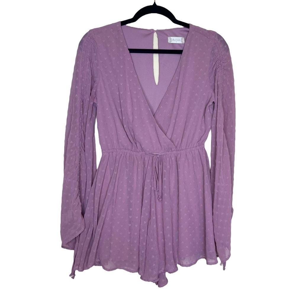 altar'd state purple lavender long bell sleeve chiffon romper